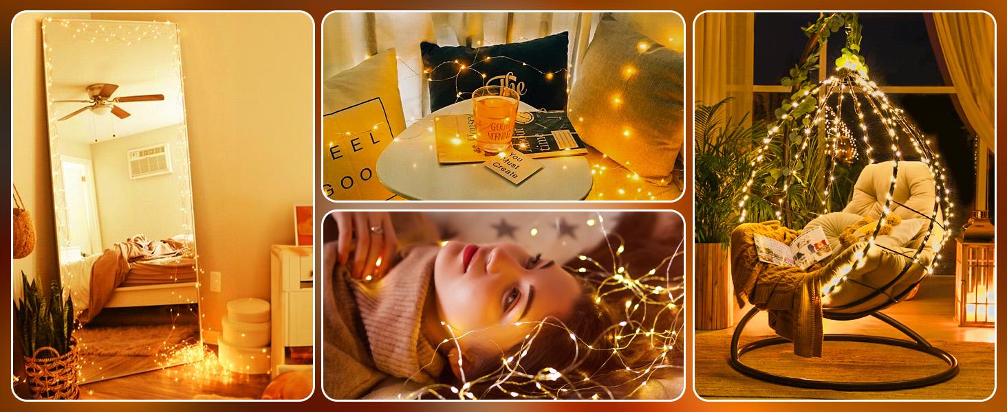 Minetom Fairy Lights Battery Operated with Remote, 33Ft 100 LED Waterproof String Lights Indoor Outdoor, Starry Twinkle Light for Christmas Home Bedroom Wedding DIY Centerpiece Decor