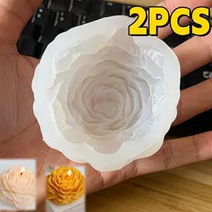 2 PCS Peony Silicone Molds, Suitable for Candles And Crafts – Flexible, Durable, And Easy to Use for Projects – White Silicone Molds with Intricate Petal Designs to Create Stunning Floral Pieces