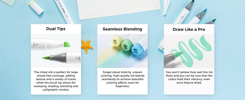 Ohuhu Pastel Alcohol Markers: Brush & Chisel/Fine - 96 Colors of Sweetness + Blossoming - Double Tipped Art Alcohol Markers for Artist Adults' Coloring Illustration - Refillable - AP Certificated - Honolulu & B Series of Ohuhuart