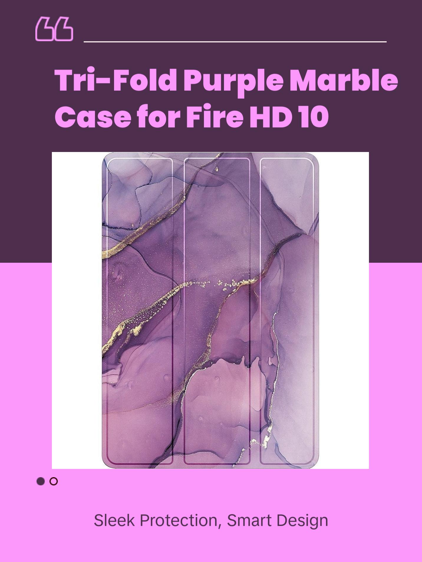 Inspire Series Tri-Fold Purple Marble Folio Case - Amazon Fire HD 10
