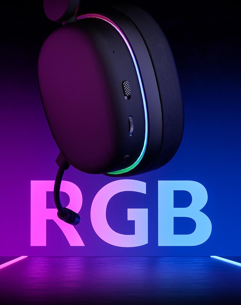 AULA G7 Pro Pink Wireless Gaming Headphones with Mic, 7.1 Surround Sound, Ultra-Low Latency, RGB Over-Ear with Noise-Canceling Mic