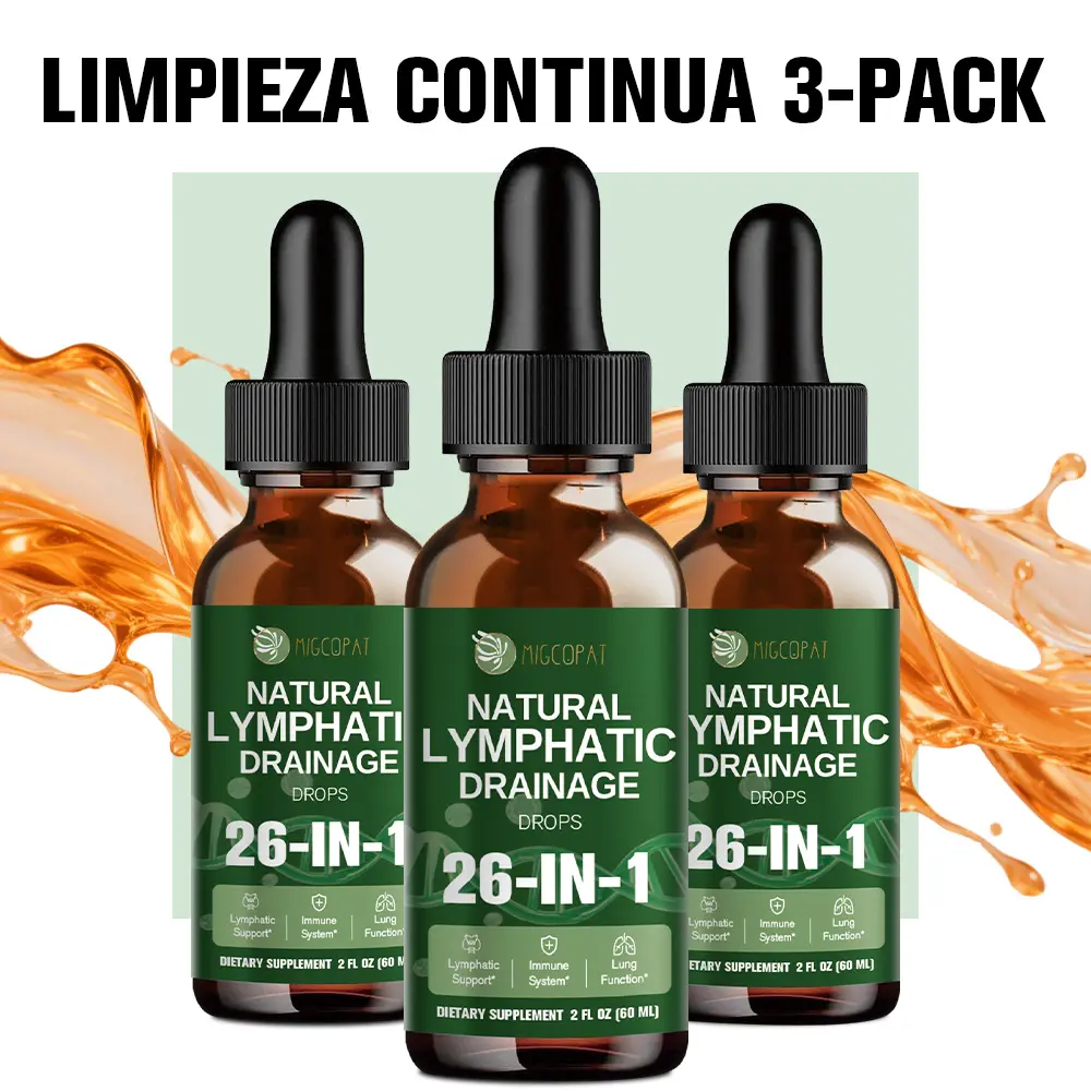 Migcopat 26-in-1 LIMPIEZA CONTINUA 3-PACK ,Lymphatic Drainage Supplement: Reduce Bloat, Reduce Puffiness, Detoxify, Support Lymph, 2 fl oz,#backtoschool