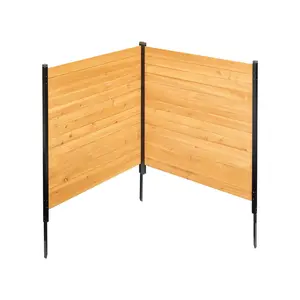 VEVOR Wood Privacy Fence,  , 38" W x 42" L, 2 Panel Solid Air Conditioner Fence Screen, Pool Equipment Enclosure with Metal Stakes, Easy DIY Installation, Outdoor Trash Can Hider for Garden Decoration