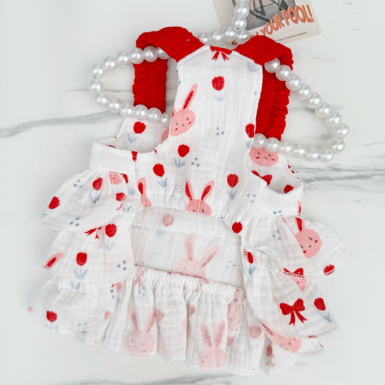 Pet Clothes Dog Cat Backless Bubble Tiered dress Cartoon Cute Summer Short Sleeve Cartoon Summer Breathable With Leash Ring D00056/D00057