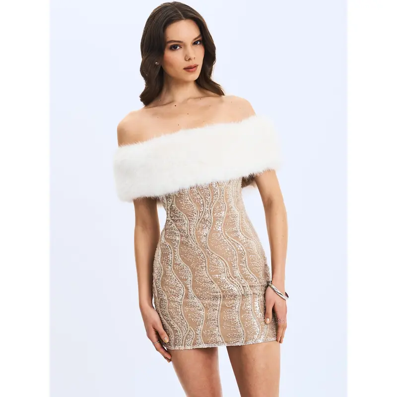 Prom dresses with fur on it - TikTok Shop