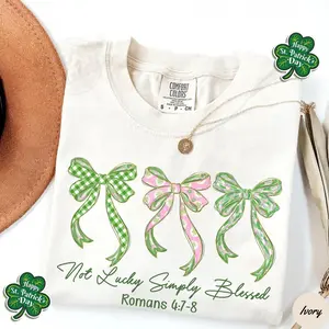 Comfort Colors Not Lucky Simply Blessed Irish Tshirt, St. Patrick's Day T-shirt, Christian St Patricks Religious Bible Verse Tee