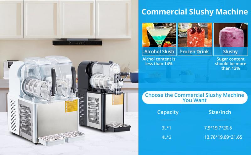 GARVEE Commercial Slushy Machines: 2.1-4L Stainless Steel, Self-Cleaning, Ideal for Frozen Drinks, Smoothies, and Margaritas in Cafes, Bars, and Homes.