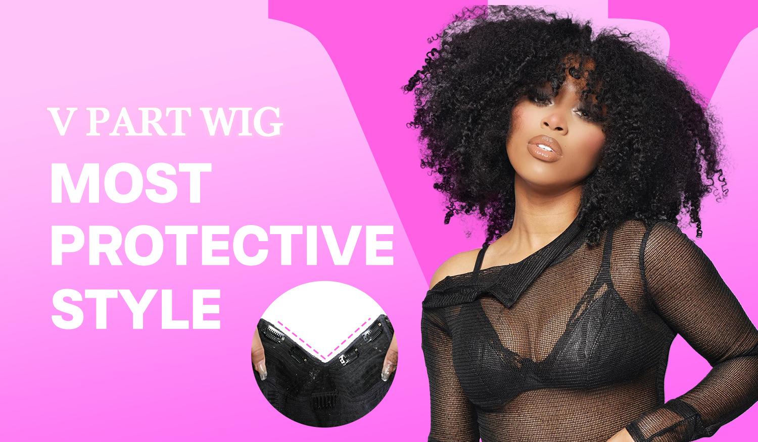 Vshow Afro Curly Hair V Part Wig No Leave Out Human Hair Glueless Wigs With Drawstring Ready To Go Protective Style Half Wig For Women Natural Looking Beginner Friendly #springfresh