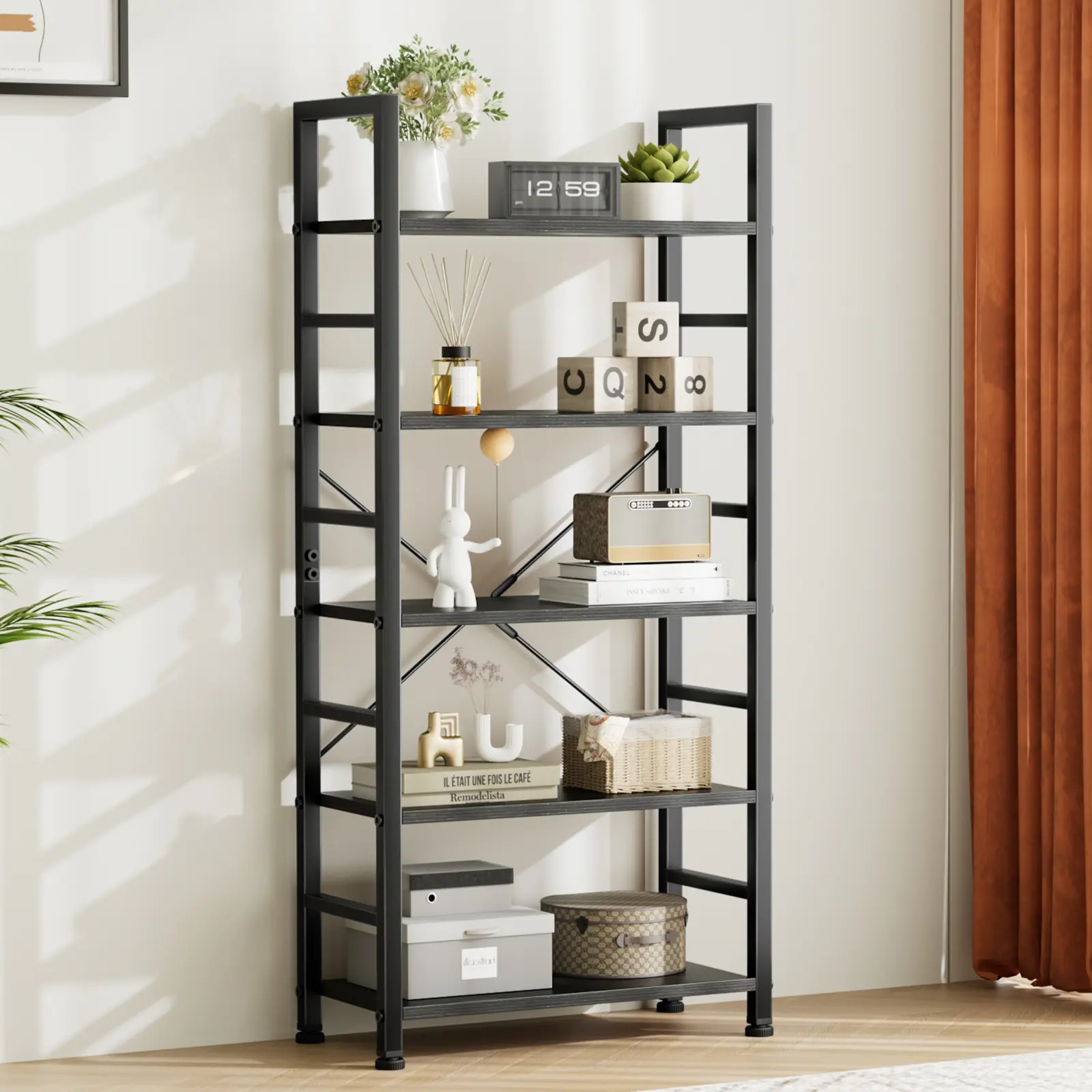 【Summer Sale】Sweetcrispy Decorative Bookshelf - Classical Modern Apartment Furniture, Tall Organizer Storage Shelves for Bedroom, Living Room CDs, Books, Movies
