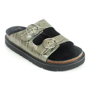 All Black Circle Buckle Lowform Sandal