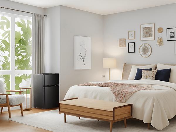 Antarctic Star Mini Compact Refrigerator, 3.2 Cu.Ft. Separate Freezer Double 2-Door Adjustable Removable Shelves,Mini Fridge with Double Doors, for Basement/Apartment/Dorm/Office