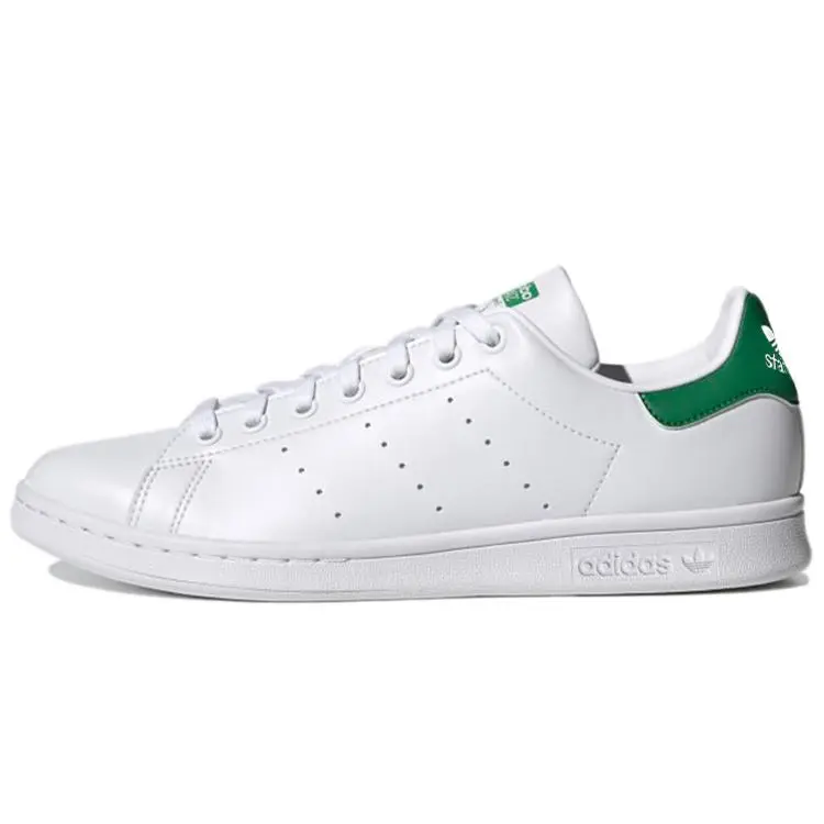 Adidas Stan Smith Tennis Shoes - White Green Leather Face Sports Sneakers, Classic Tennis Shoe, Rubber Sole, US M 10, Snug Fit, True Size, Breathable Mesh, for Casual Wear