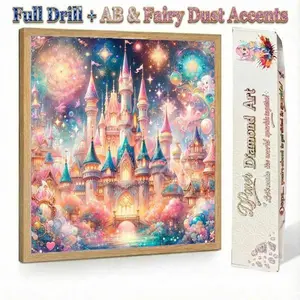 Fairytale Castle | Full Drill AB & Fairy Dust | Velvet Canvas | DIY 5D Diamond Painting Kit | Enchanted Wonderland Palace Room Decor | Calming Stress Relief Bead Embroidery | Cross Stitch Paint By Numbers Alternative | Crystal Dots Puzzle Gift
