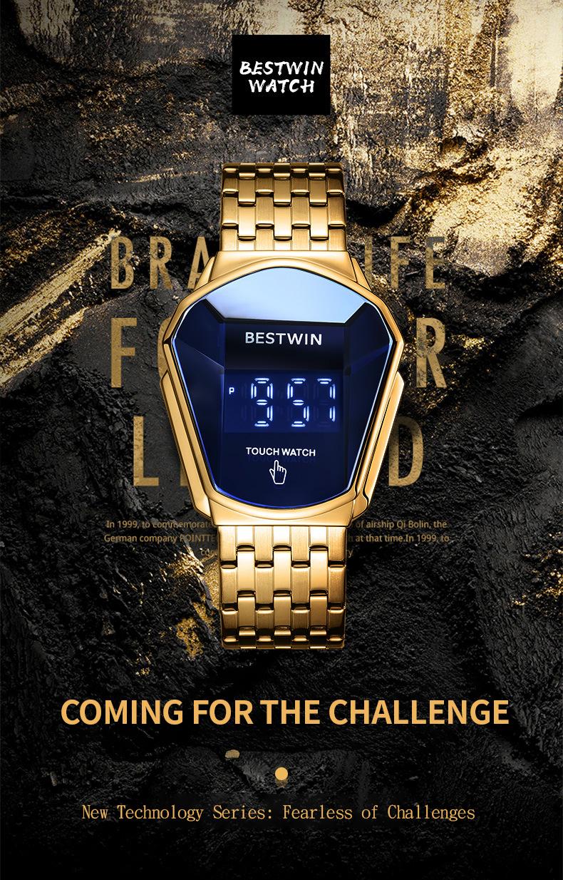 【SpringStatements】Touchscreen Racing Sport watch Luxury Mens Racing Sport ​Iridescent diamond-shaped mirror surfacet WatchMultifunction Chronograph  Stainless Stee! Casual Business Stvle Perfect Giftfor Him fashionable wristwatch time display