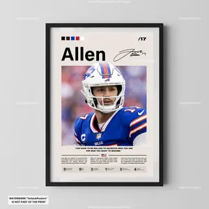 [Sale Up To 40%] [Unframe] Josh Allen Buffalo Football Poster, Buffalo Football Wall Art, Professional Athlete Portrait, Buffalo Football Decor, Modern Sports Fan Artwork Illustration