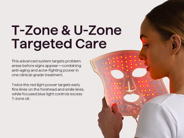 Wavytalk Glow Time LED Therapy Face Mask for Anti-Fine Line, Anti-Acne, and Skin Rejuvenation with Red, Near-Infrared Light, Blue and Amber Light,Perfect Gift