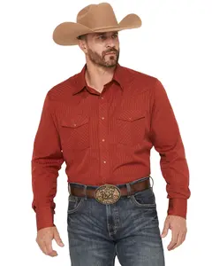 Wrangler Men's Tonal Striped Long Sleeve Pearl Snap Western Shirt - 1075740Wn