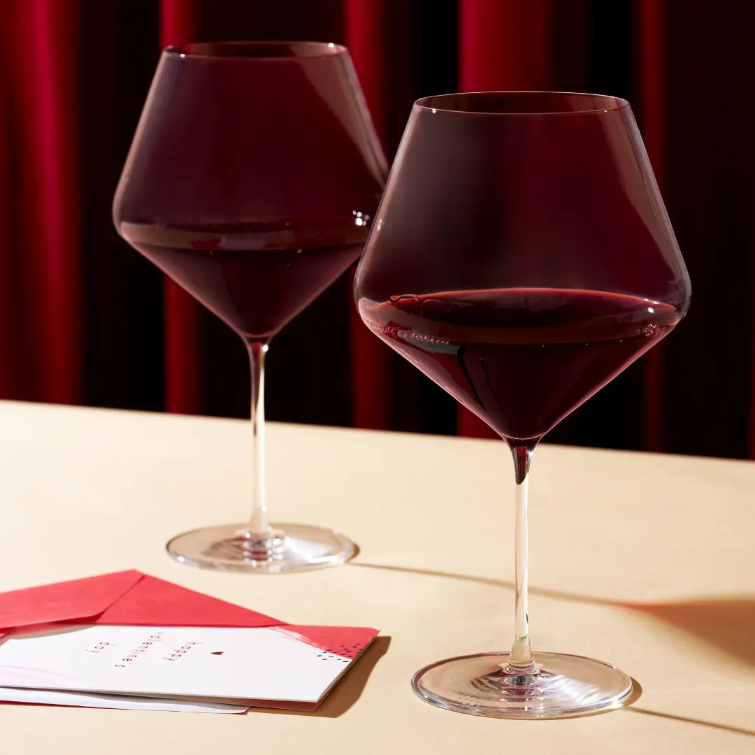 Liminal Burgundy Wine Glasses Set of 2 - Europe Made Crystal Glassware for Red Wines, Dinner Party Aesthetic, Wedding Gifts, Pinot Hits Different