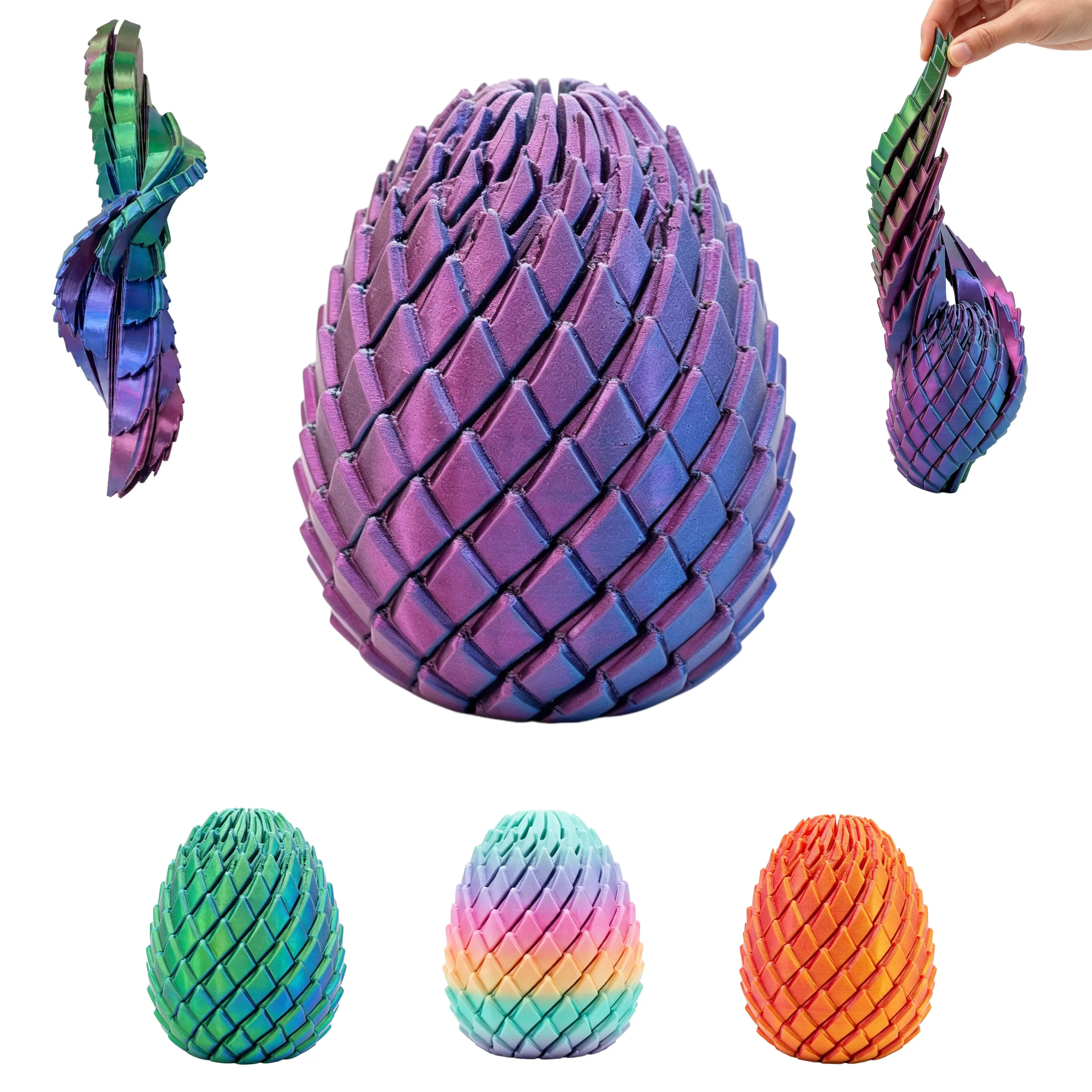 3D Printed PLA Plastic Twisty Dragon Egg Fidget Toy - Durable Anxiety Support Tool for Rotating Stress Relief & Focus, Durable Stress Relief Toys, Anxiety Support Stress Relief Toys sohochic
