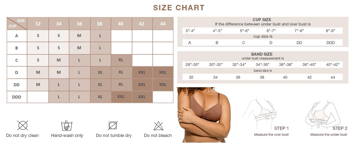 FeelinGirl #live1 Women's Wireless Bra Comfort up to 44DD No Padding No Underwire Unlined Cami Bra Seamless Sports Bra for Everyday Wear Breathable and Stretchy Springtok