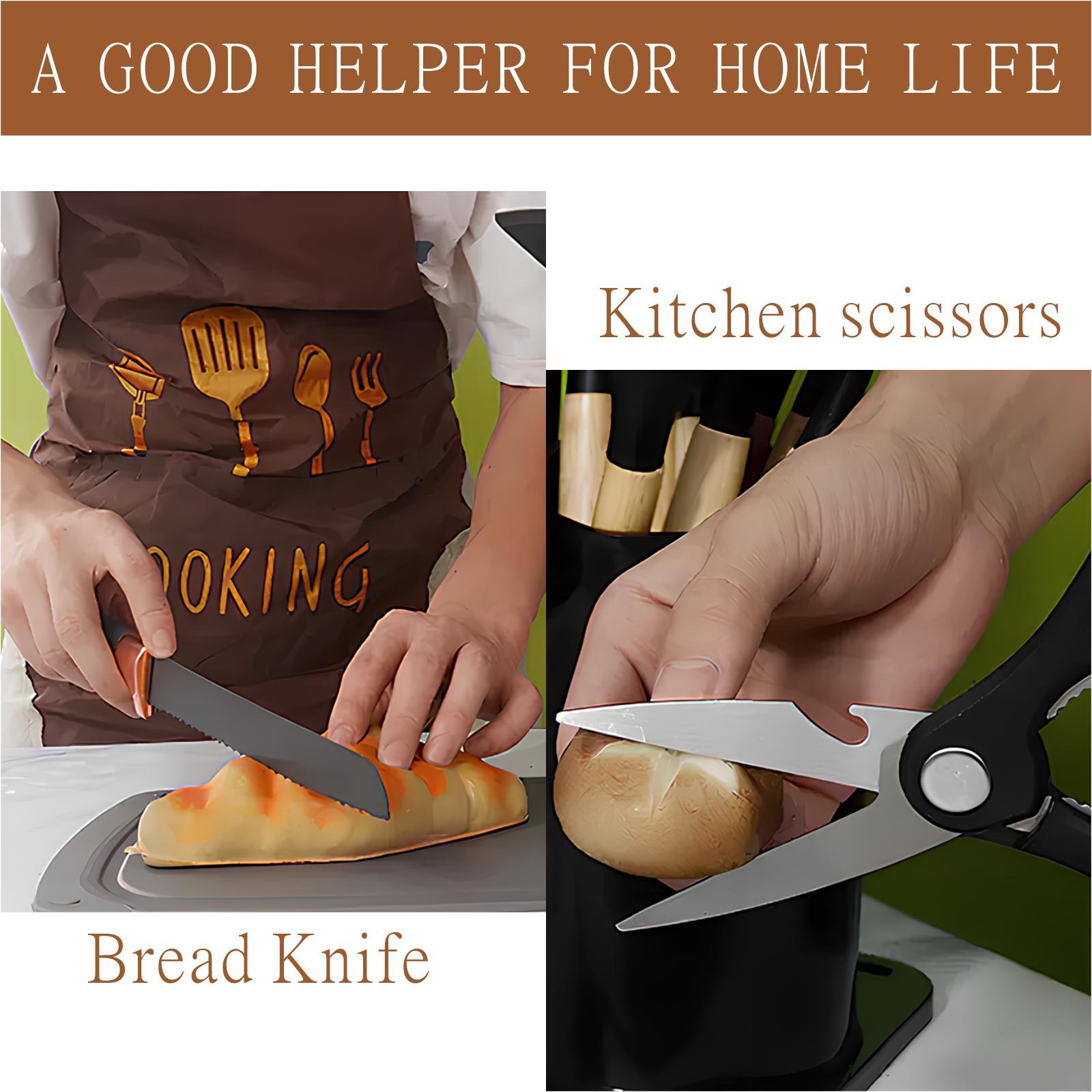 19-Piece Kitchen Knife Set (Including Heat-Resistant Silicone Cutlery and Equipped with Wooden Handles)It contains 1 chef's knife and knives compatible with non-stick cookware, and is an ideal gift for relatives and friends during New Year, White Pink