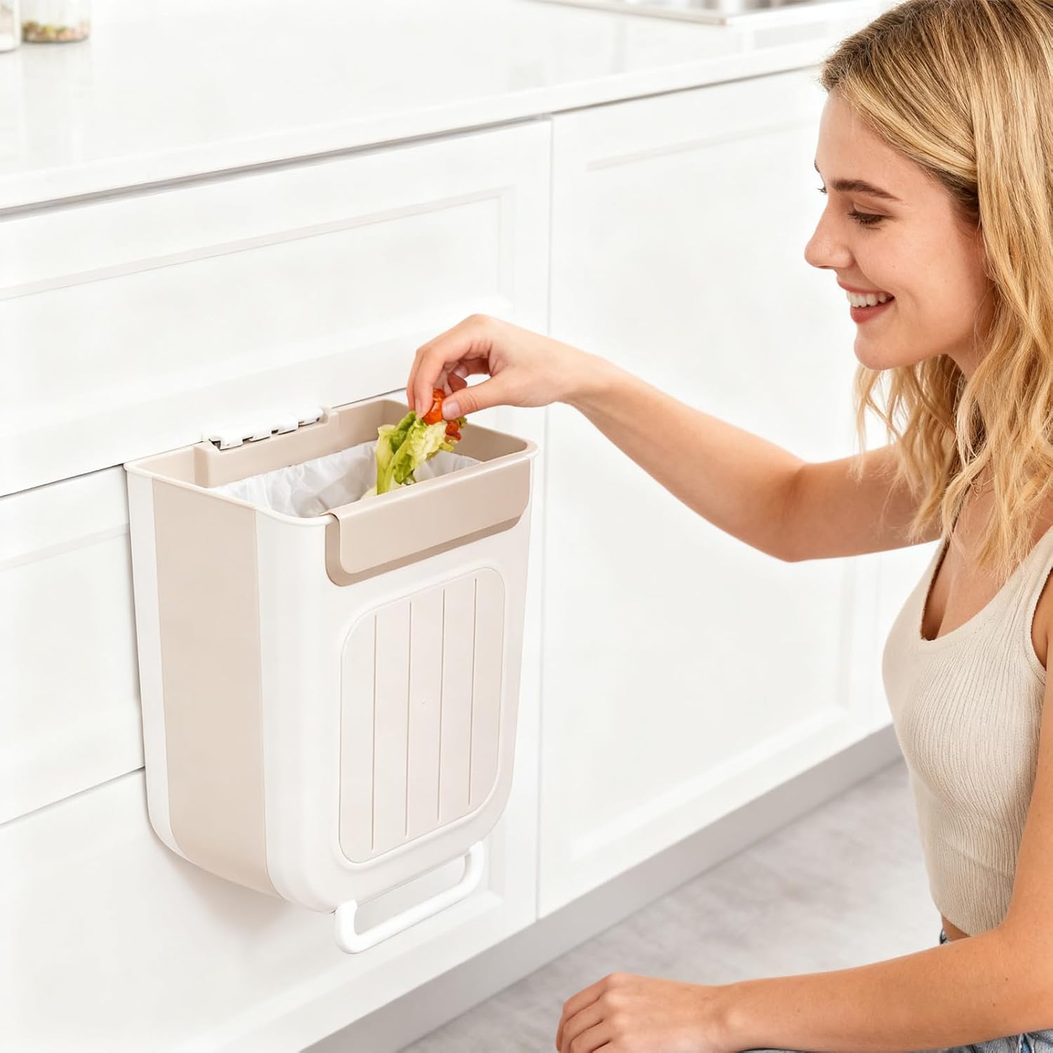 【Spring Picks】Foldable Hanging Kitchen Trash Can for Cabinet Door, Collapsible Space-Saving Waste Bin, Easy Install Kitchen Accessory,household items,trash cans for kitchen,household items，Today's special