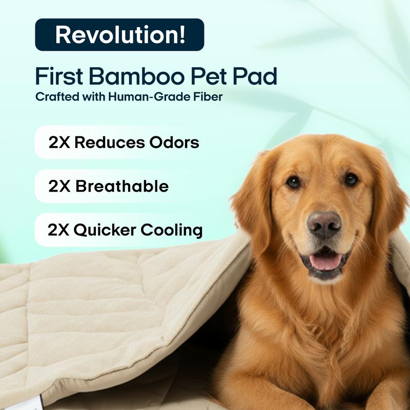 Vagascape Bamboo Cooling Pet Mat for Dogs & Cats – Cozy Cooling for All Seasons, Eco-Friendly, Odor-Resistant & Breathable Bed Mat, Portable, Machine Washable, Durable, Ideal for Crates, Cars & Camping