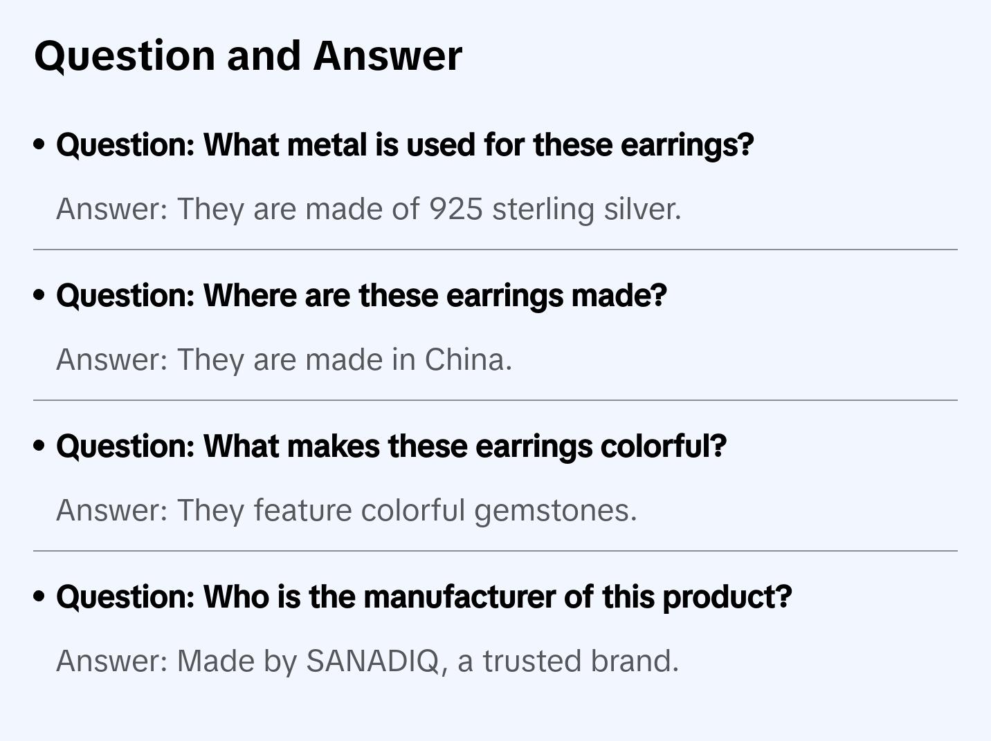 Women's Sterling Silver Colorful Gem Earrings