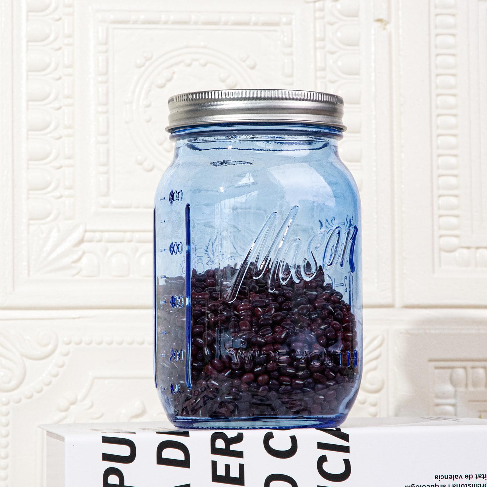 4/6 Pack 32 oz Gold/ Pink/ Blue/ Green/ Amber Wide Mouth Mason Jars for Pickling, Canning, Fermenting and Food Storage For Storing All kinds of Food