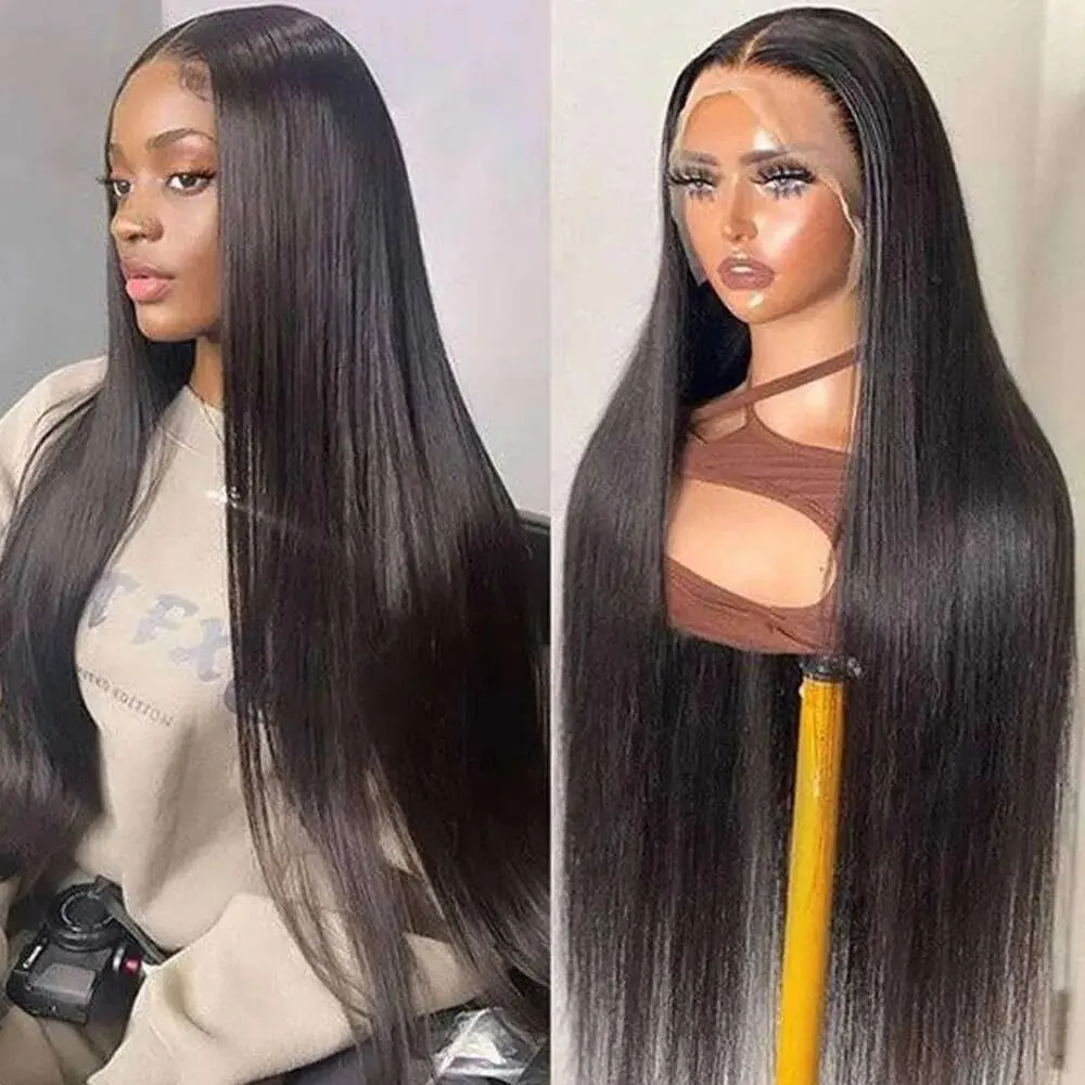 40 Inch Lace Front Wigs Human Hair 13x4 Straight Human Hair 180 Density Glueless Wigs for Women Pre Plucked with Baby Hair Natural Color