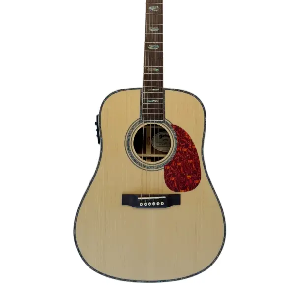Handmade D45 Acoustic Electric Guitar With EQ Top Solid Spruce Abalone Inlay