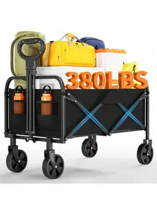 Collapsible Wagon, Heavy Duty Wagon Carts Foldable, Portable Wagons For Groceries, Beach Cart , Utility Wagon For Shopping, Sports, Camping
