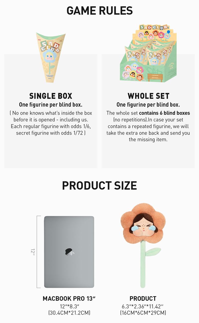 POP MART CRYBABY Sad Club Series Plush Flower Blind Box, Collectible Toys, Valentine’s Day Gifts