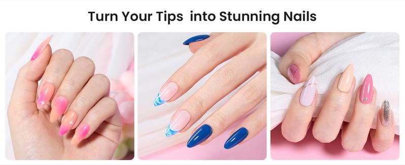 Beetles Gel Nail Kit with Nail Dehydrator and Primer, 576Pcs Half Matte Etch-X Gel Nail Tips Solid Nail Glue Mini Nail Lamp Acrylic Nail Tips Easy DIY Nail Extension Set Gift for Women