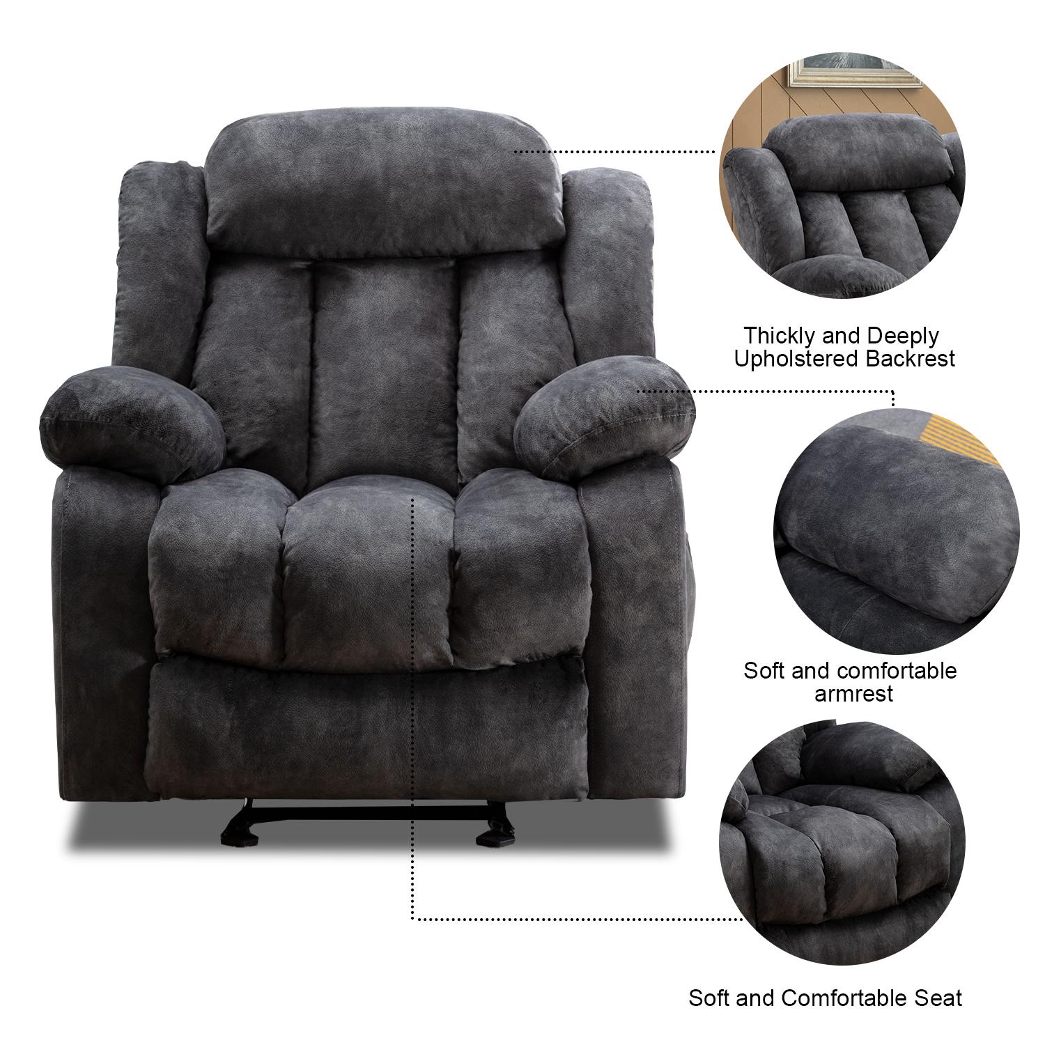 [SpringStatements] Ebello Swivel Massage Recliner Chair with Heat and Vibration, Non-Slip Fabric, Single Sofa, Heavy Duty Recliner Chair for Living Room, 360 Degree Rotating Manual Recliner Chair