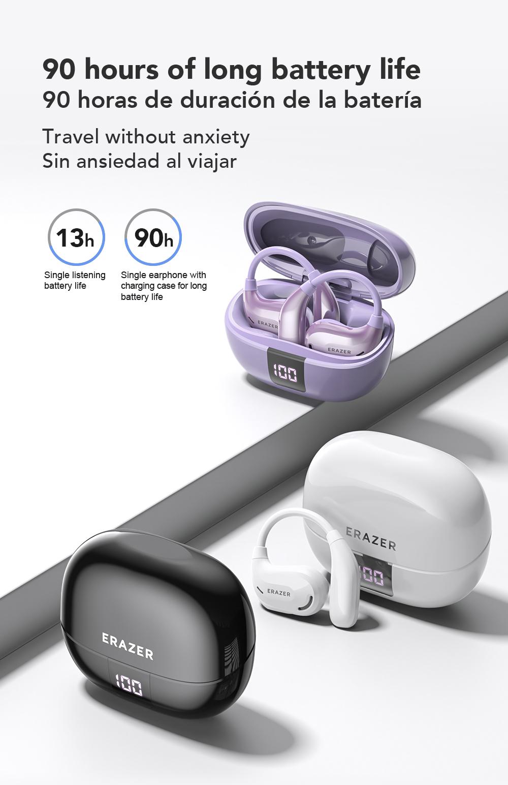 ERAZER XT66Pro OWS Translation Wireless Bluetooth Earphones Support 135 Languages Real Time Bluetooth Translation Earbuds HIFI Sound Quality Light-Weight Headphones Built-in Microphone Support Phone Calls Music AI Chat