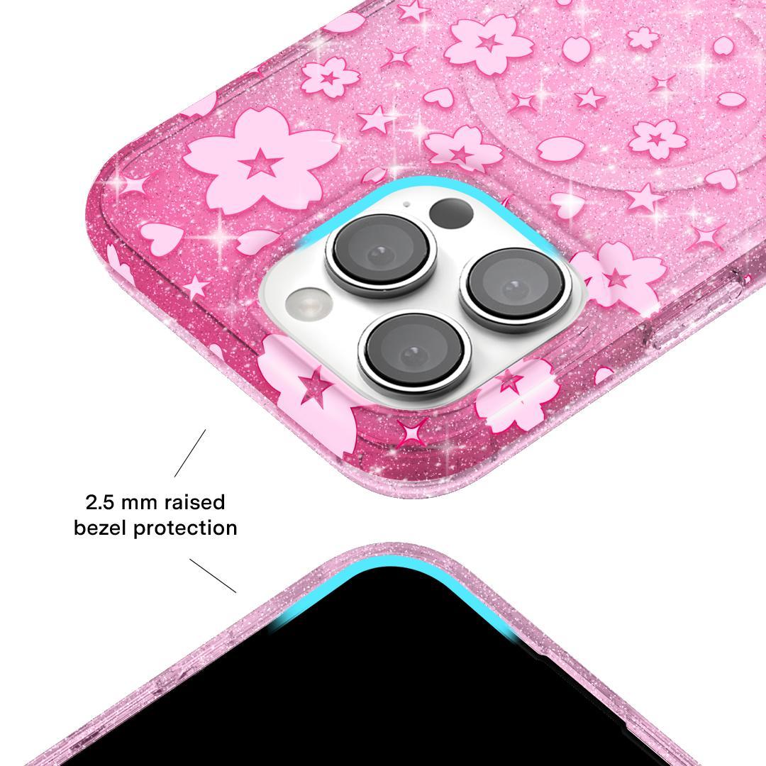 Velvet Caviar Cherry Blossom Glitter iPhone Case - Elegant MagSafe-Compatible Phone Cases with Shockproof Protection