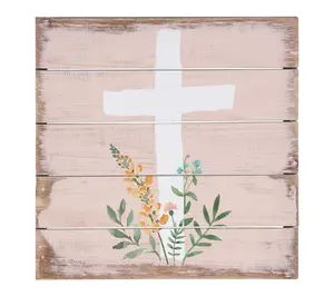 Sincere Surroundings 8" Pink Floral Cross Pallet Petite