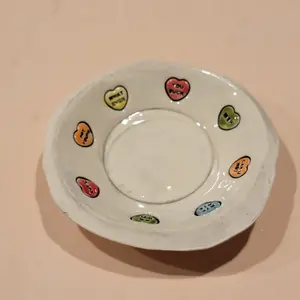 Valentine's Anti-Heart Candy Dish Handmade Ceramic with Colorful Hearts for Sweet Treats