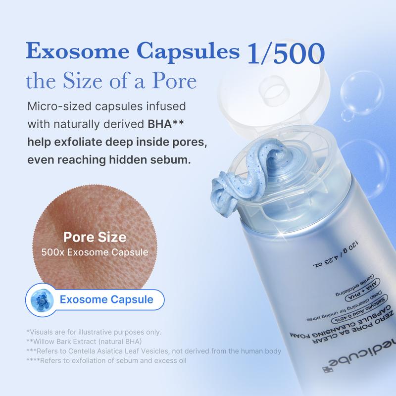 [medicube Official] Zero Pore Clear Blue Capsule Facial Cleanser for Skin Texture, Blackhead & Pore Care | AHA, BHA & PHA for Double Cleansing, Daily Gentle Face Wash, Korean Skincare | 120g / 4.23 oz