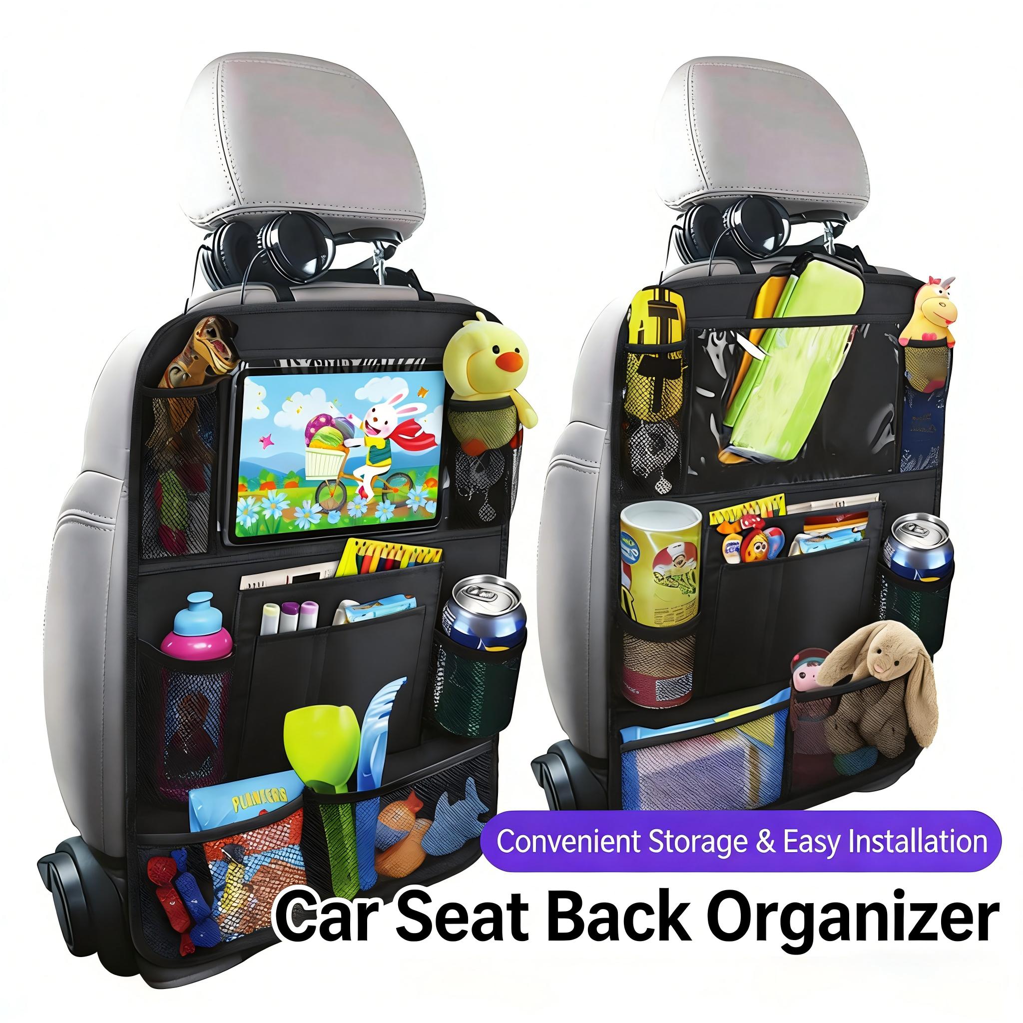 16*24in Car Backseat Organizer with 10" Tablet Holder, 9 Storage Pockets & Kick Mats – Durable Waterproof Car Seat Back Protector for Kids & Toddlers, Essential Travel Accessory to Keep Your Vehicle Tidy decor Foldable Multi-Compartment Trunk Multiple SUV