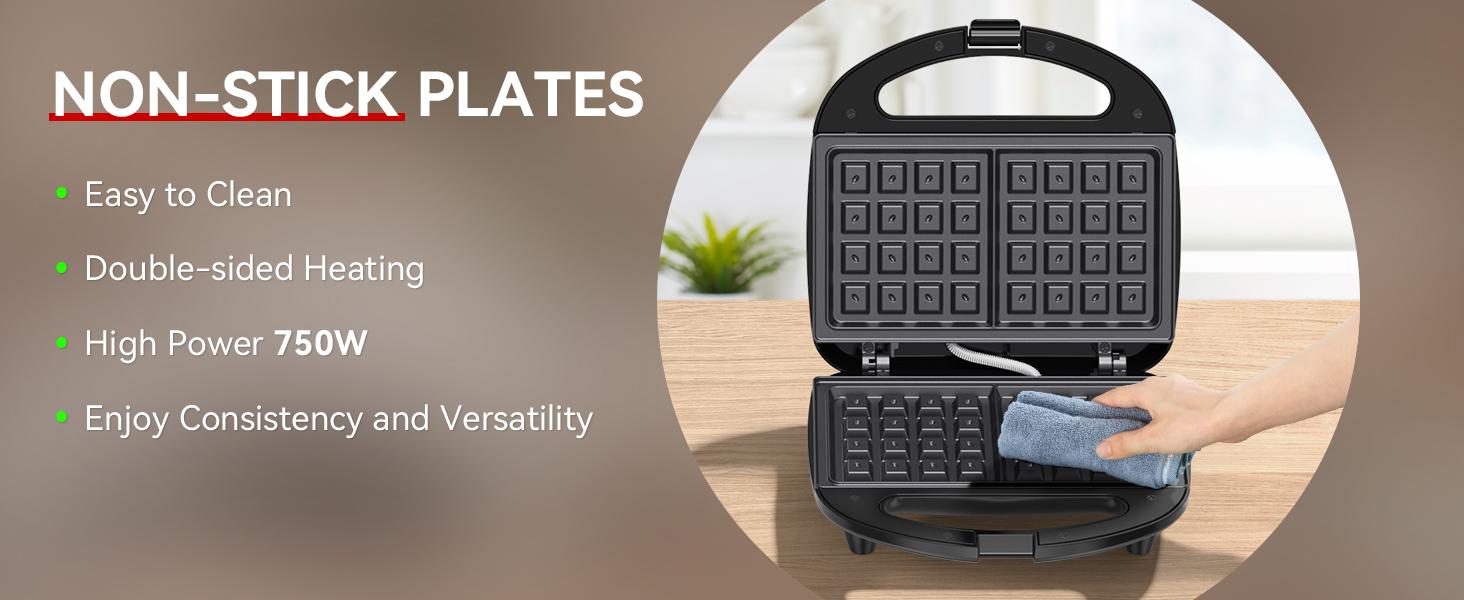 OSTBA Waffle Maker, 2 Slice Non-Stick Waffle Iron, Belgian Waffle Machine with Indicator Lights, PFOA Free, Perfect for Breakfast and Snacks, 750W OSTBA Waffle Maker, 2 Slice Non-Stick Waffle Iron, Belgian Waffle Machine with Indicator Lights, PFOA Free, Perfect for Breakfast and Snacks, 750W