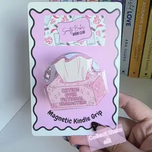 Crying Over Fictional Characters Magnetic Kindle Grip, Book Lover’s Accessory with Adhesive Metal Ring Phone Grip, sticky Compact Holder Stand pop socket Detachable Magnetic