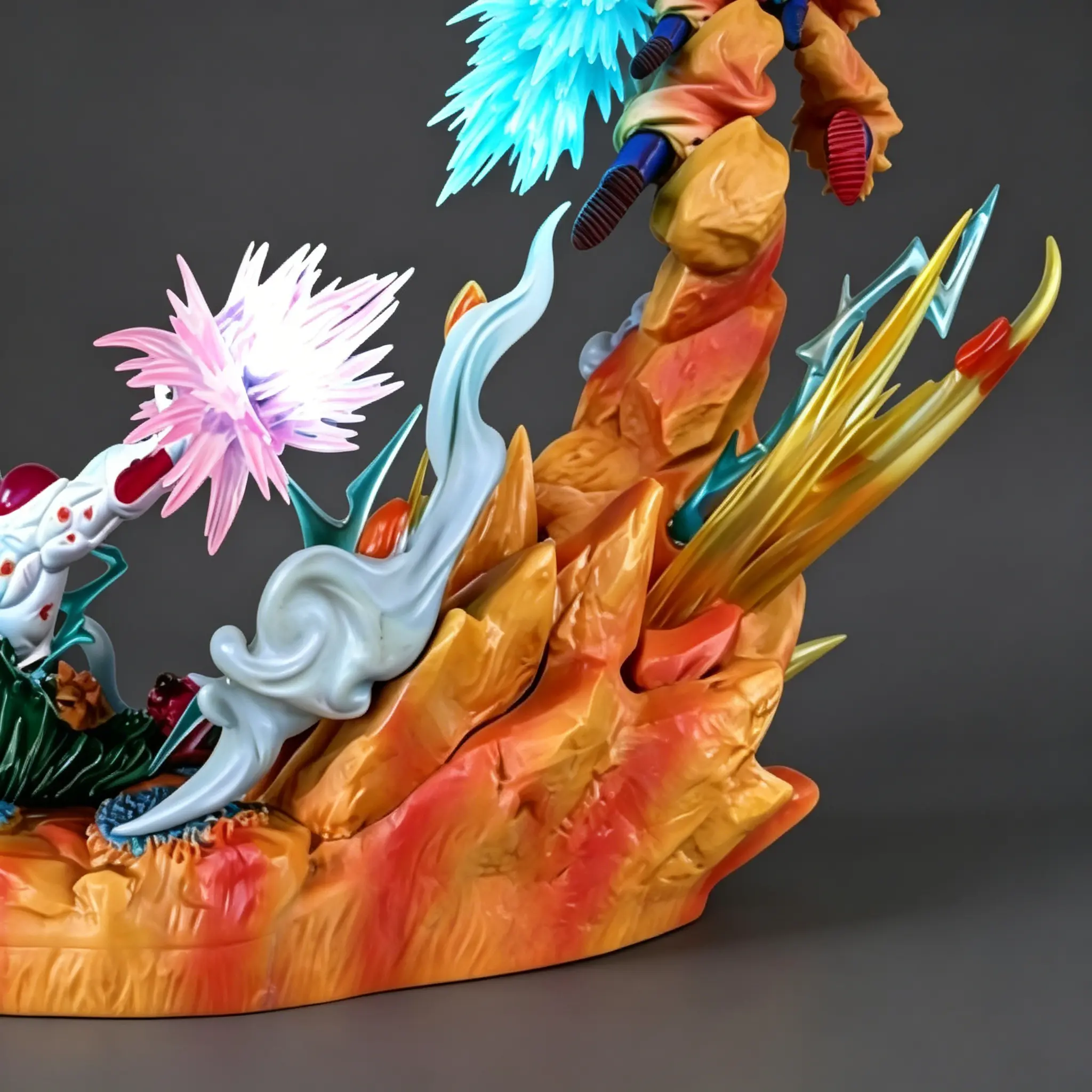 DBZ Anime Action Figure Battle Scene Statue, Dual Characters Collectible Anime Figurine with Energy Effects, Cool Birthday Christmas Halloween Gifts for Boyfriend Men, Game Room Desktop Display Decor