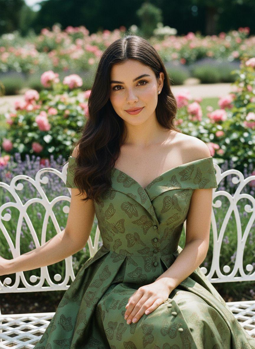 Green 1950s Off-Shoulder Vintage Dress Formal Womenswear Sleeveless Floral Valentine's Day Summer Holiday Dress wedding guset with Back Concealed Zipper Knee Length