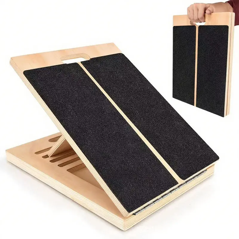Wooden Calf Stretching Board, Adjustable Incline Footboard and Office Footstool for Leg Stretching and Fitness, Stretching Gear, Wooden Balance Board, Adjustable Incline Boards, Home Training Equipment, Home Workout