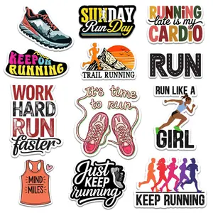 Running Stickers Pack for Runners Athletes & Fitness Lovers COMBO 12 PCS Waterproof Vinyl Decals with Patriotic Design Enhances Professional Vibes for Pharmacy Technicians