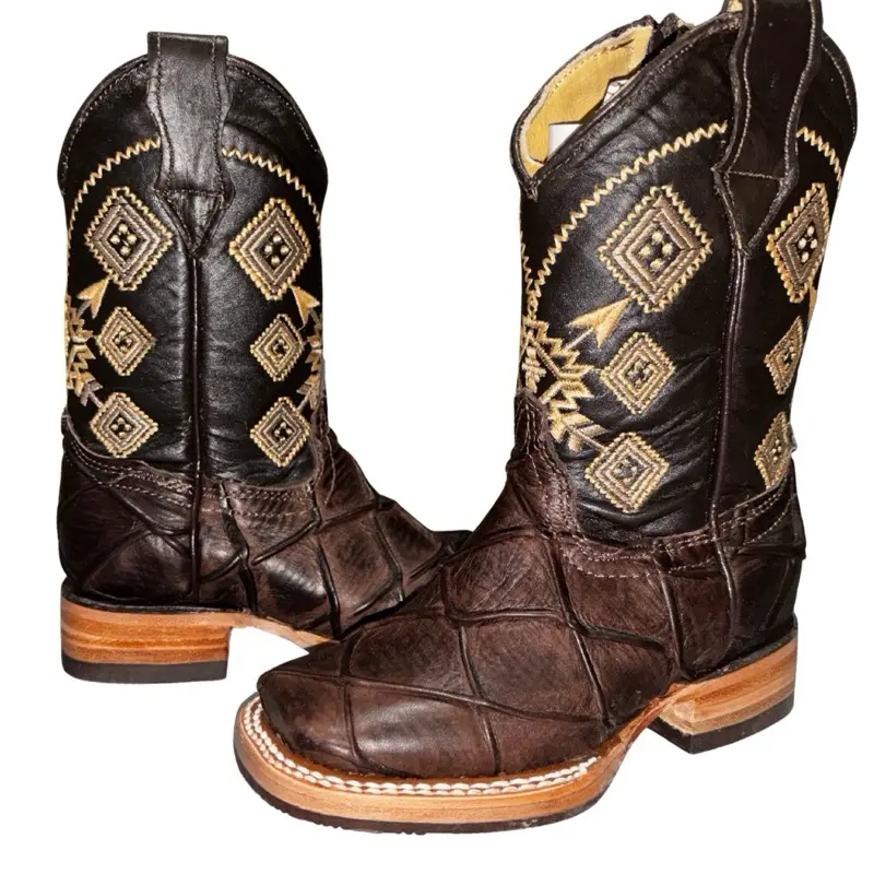 Imitation Chocolate brown fish scale boots