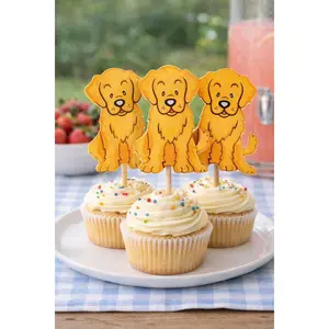 Golden Retriever Cupcake Toppers, Dog Party, Puppy Party Cupcake Toppers, Dog Cupcake Toppers, Dog Birthday Decorations, Dog Cake Toppers