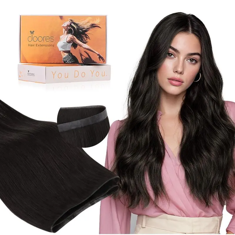 【#2 18inch only 54.39】Doores Genius Seamless Tape-In Weft Hair Extensions 16–24" Straight 100% Human Hair For Daily Use#tiktokshopbacktoschool